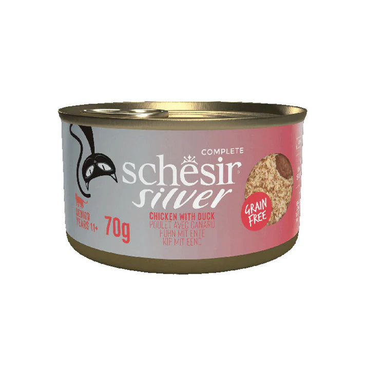 SCHESIR Silver Mousse Boite Filet Poulet Canard 70g