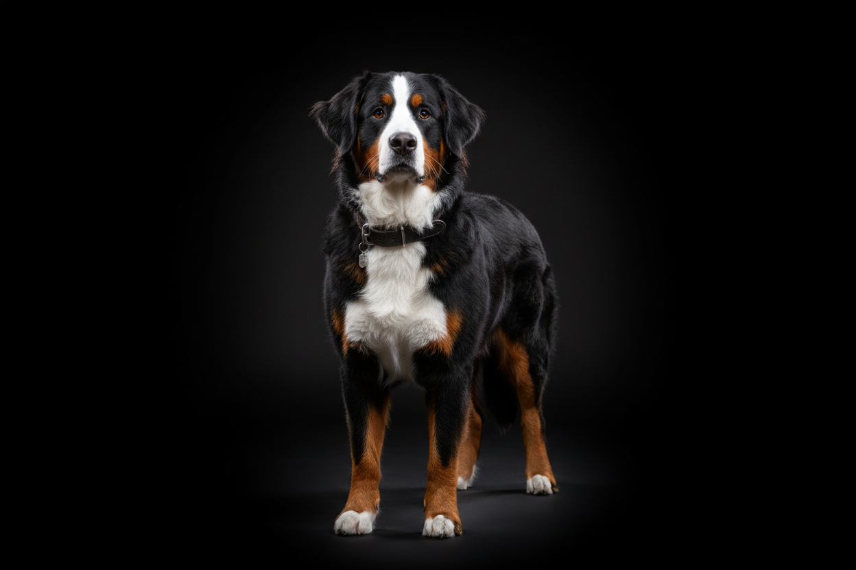 Chien sur fond noir