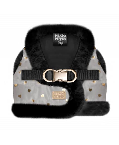 MILK & PEPPER Harnais Gris Cœur Doré