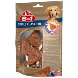 Friandises Ailes pour chiens 8 en 1 Triple Saveur